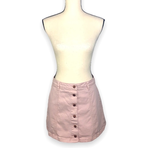 Forever 21 Dusty Pink Button Down Mini Skirt size 29 - Picture 1 of 11